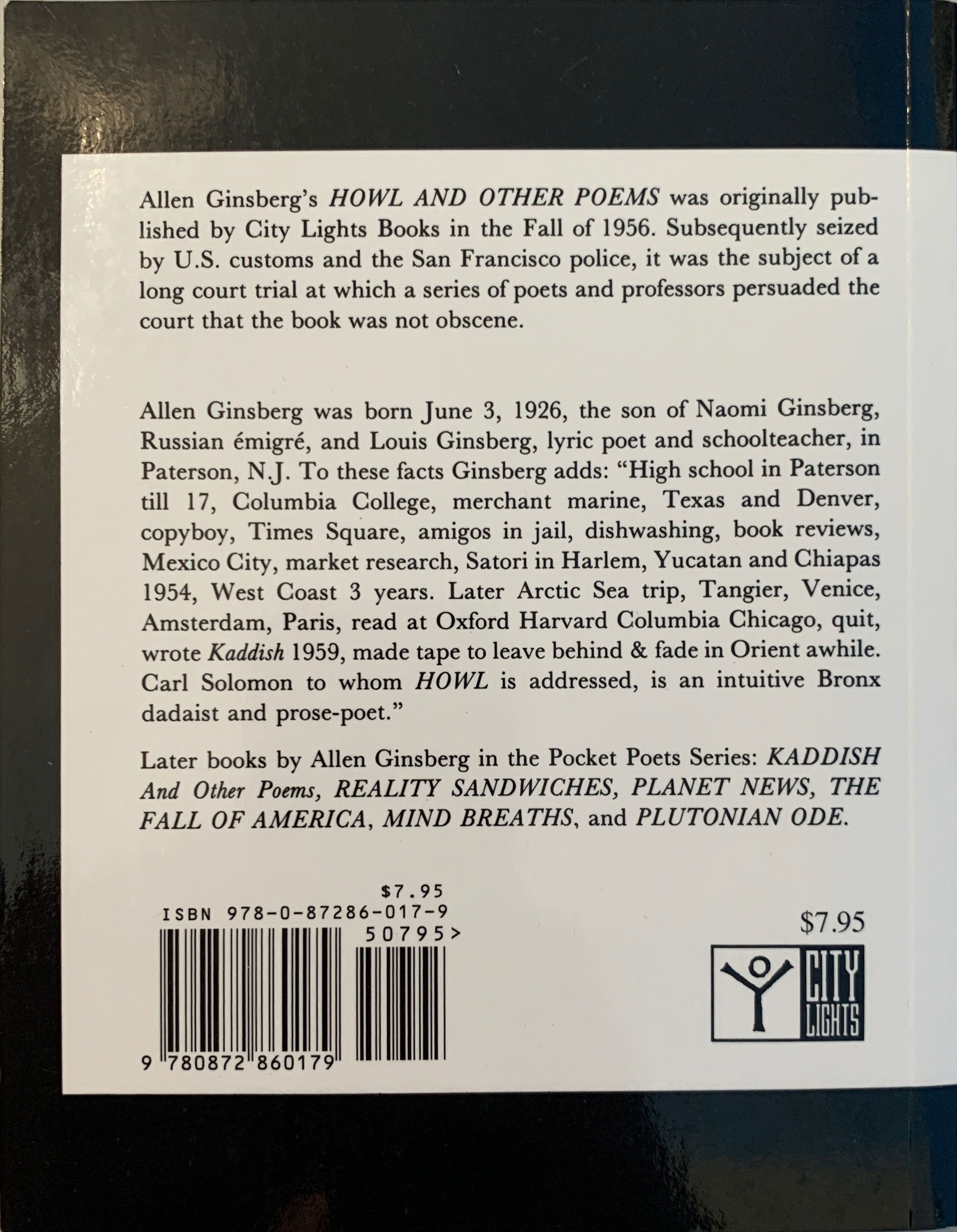 Howl - Allen Ginsberg (City Lights Books.,U.S. - Paperback) book collectible [Barcode 9780872860179] - Main Image 2