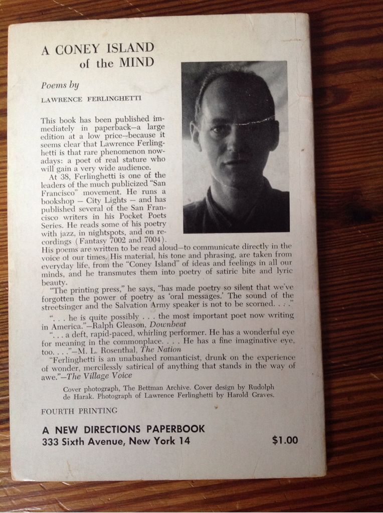 A Coney Island Of The Mind - Lawrence Ferlinghetti (New Directions - Paperback) book collectible [Barcode 9780811200417] - Main Image 2
