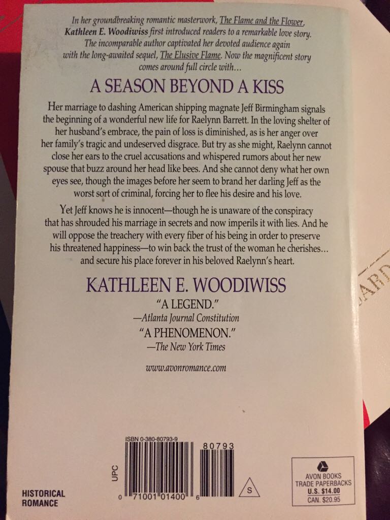A Season Beyond A Kiss - Kathleen E. Woodiwiss (Avon A - Paperback) book collectible [Barcode 9780380807932] - Main Image 2