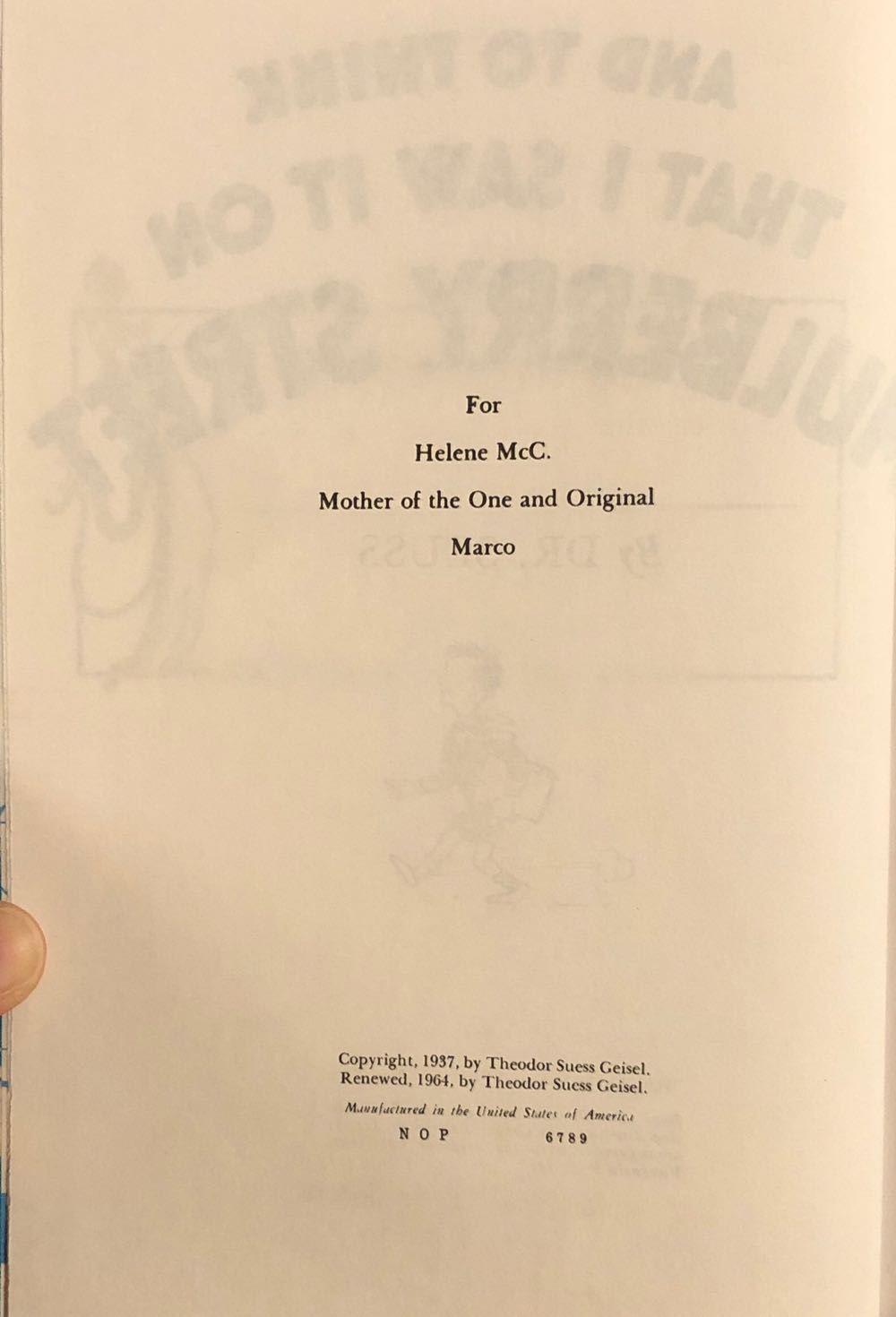 And to Think That I Saw It on Mulberry Street - Dr. Seuss (The Vanguard Press - Hardcover) book collectible [Barcode 9780375853777] - Main Image 3