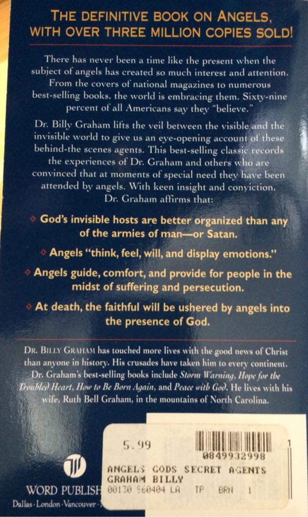 Angels - Billy Graham (Pocket Books - Paperback) book collectible [Barcode 9780849932991] - Main Image 2