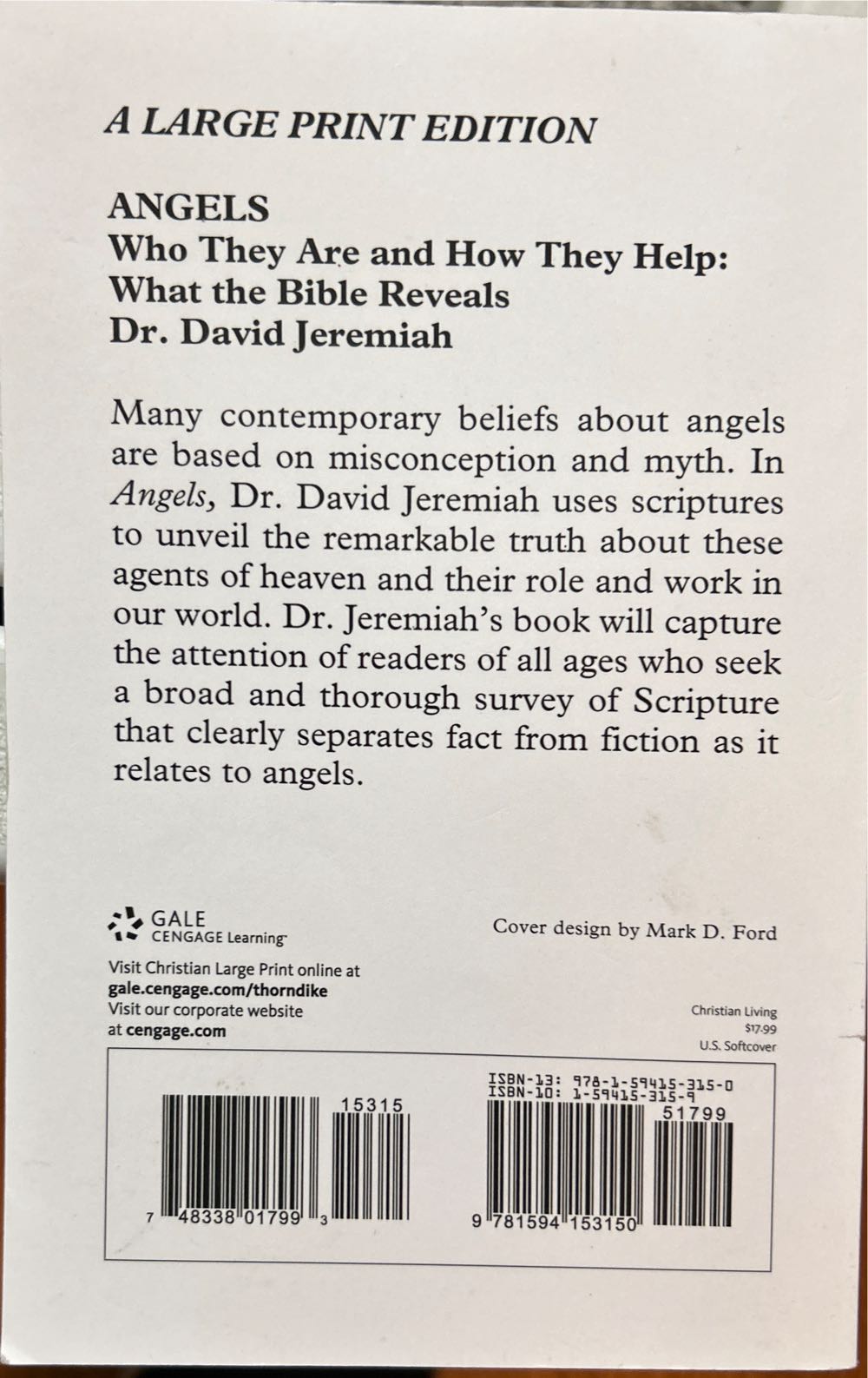 Angels: Who They Are and How They Help - Dr. David Jeremiah (Gale Cengage Learning - Paperback) book collectible [Barcode 9781594153150] - Main Image 2