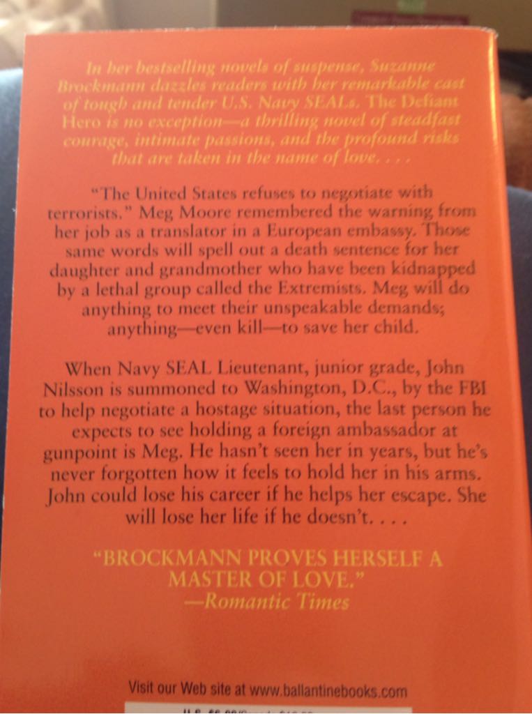 Suzanne Brockmann: Troubleshooters #2 The Defiant Hero - Suzanne Brockmann (Ivy Books - Paperback) book collectible [Barcode 9780804119535] - Main Image 2