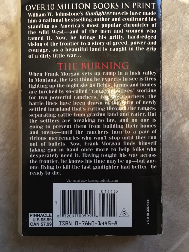 Burning: The Last Gunfighter - William W. Johnstone (Pinnacle Books - Paperback) book collectible [Barcode 9780786014453] - Main Image 2