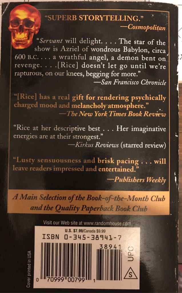 Servant of the Bones - Anne Rice (Ballantine Books - Paperback) book collectible [Barcode 9780345389411] - Main Image 2