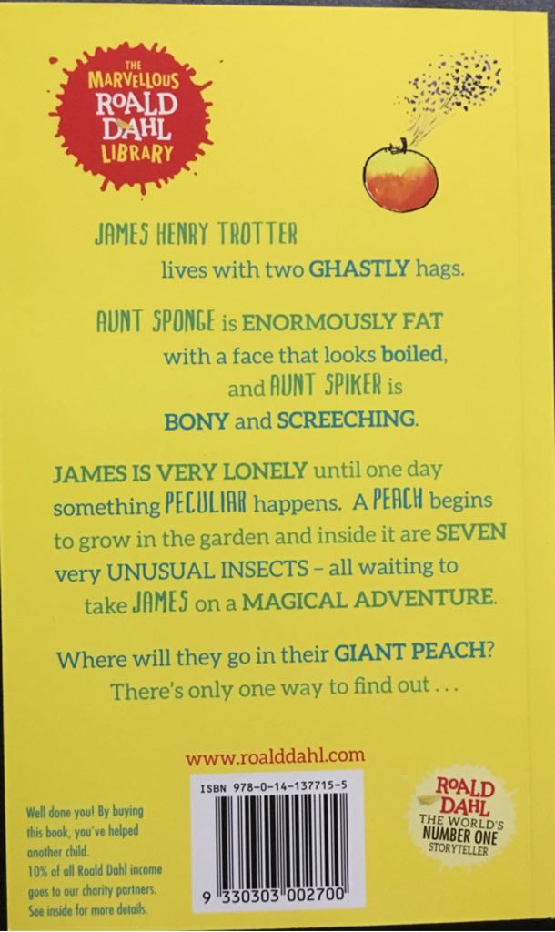 James And The Giant Peach - Roald Dahl (Orion - Paperback) book collectible [Barcode 9780141365459] - Main Image 2