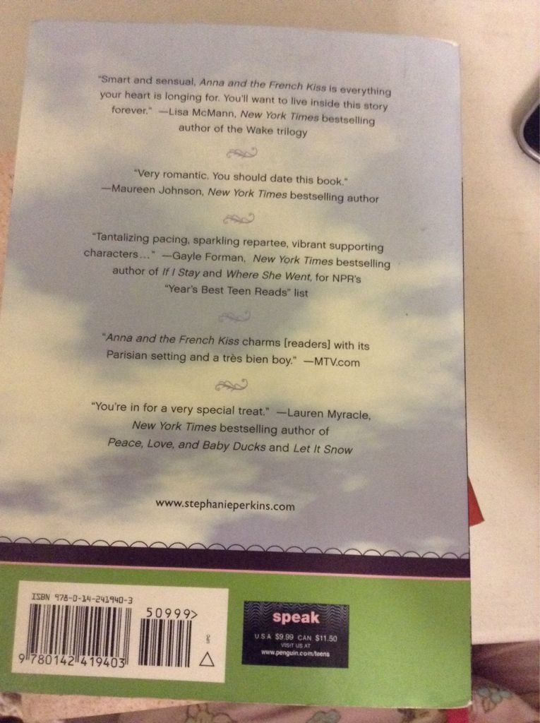 Anna and the French Kiss - Stephanie Perkins (Speak - Paperback) book collectible [Barcode 9780142419403] - Main Image 2