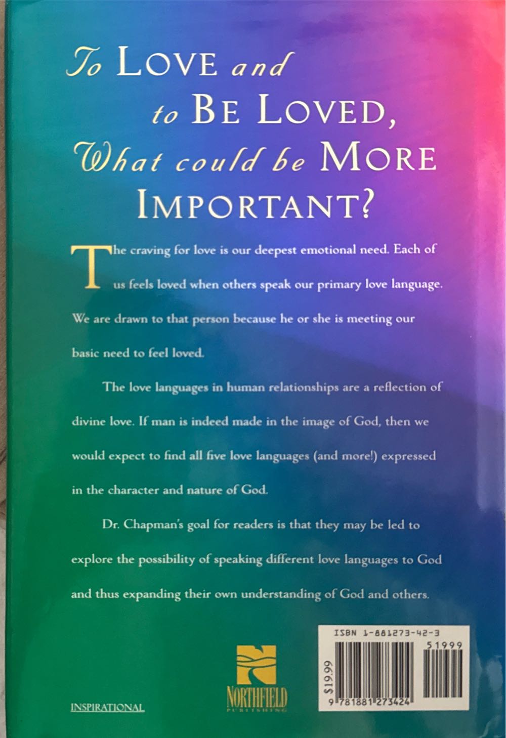 Love Languages of God, The - Gary D. Chapman (Northfield Pub - Hardcover) book collectible [Barcode 9781881273424] - Main Image 2