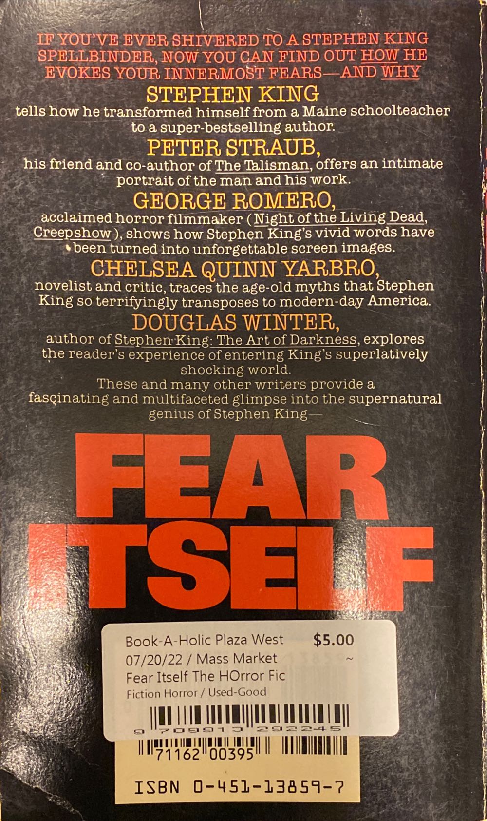 Fear Itself - Tim Underwood (Signet - Paperback) book collectible [Barcode 9780451138590] - Main Image 2