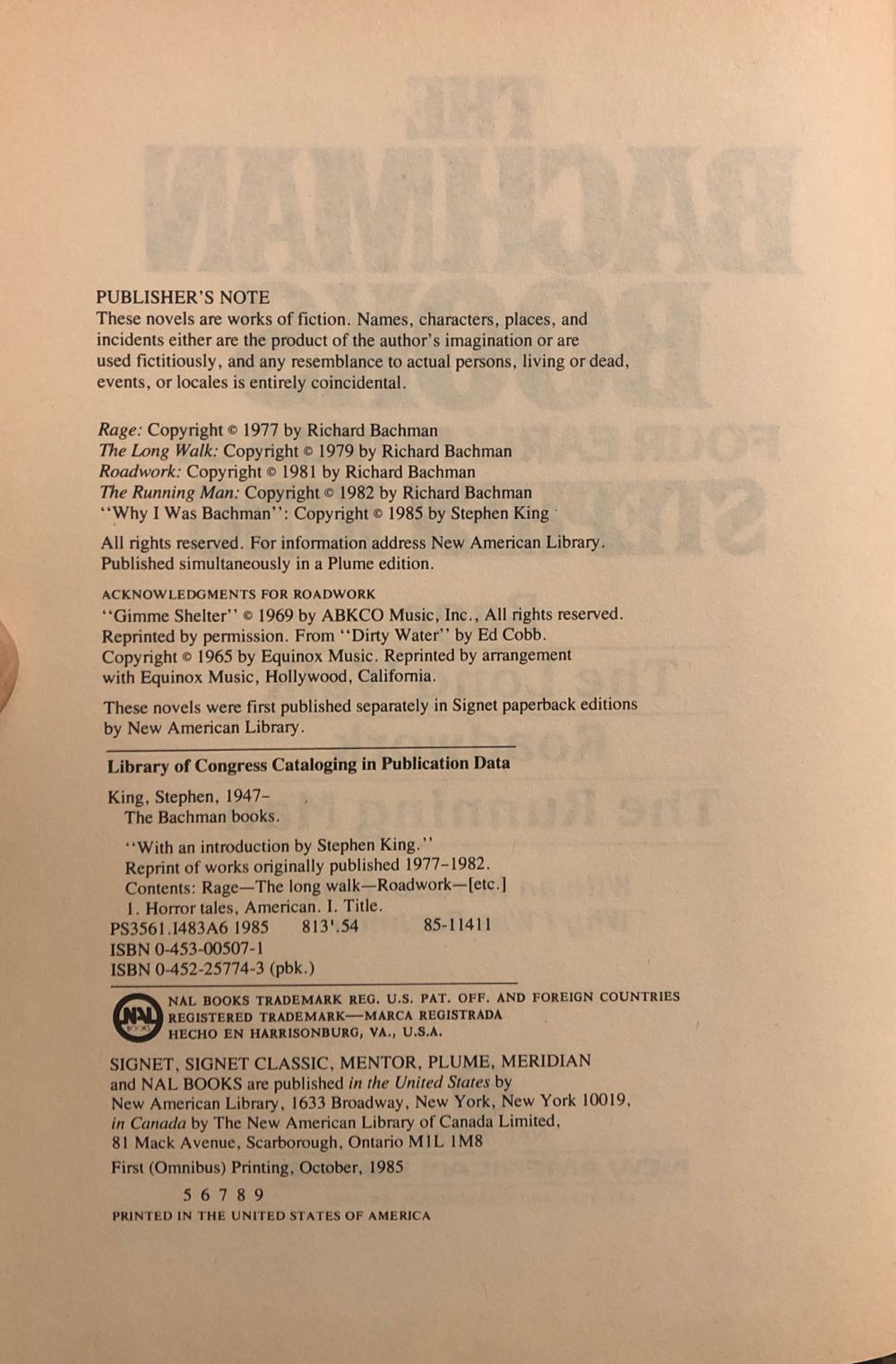 The Bachman Books: Four Early Novels by Stephen King - Stephen King (A Signet Book; The New American Library - Hardcover) book collectible - Main Image 3