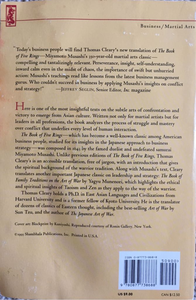 The Book of Five Rings - Miyamoto Musashi (Arcturus - Paperback) book collectible [Barcode 9780877738688] - Main Image 2