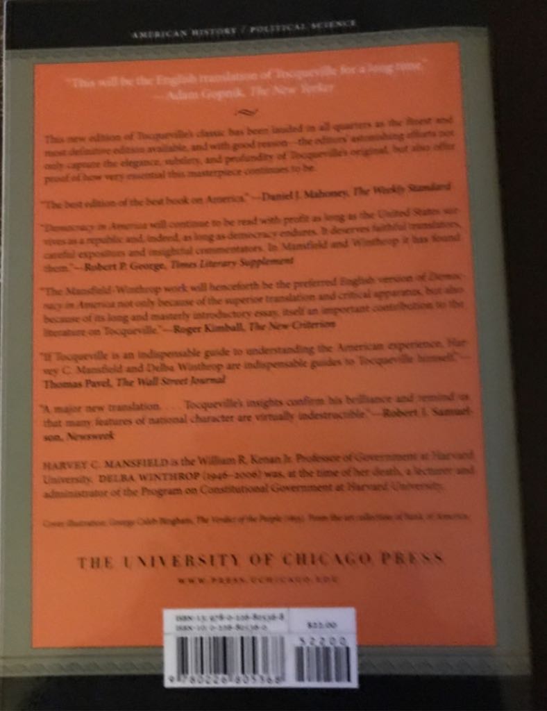 Democracy in America - Alexis de Tocqueville (University of Chicago Press - Paperback) book collectible [Barcode 9780226805368] - Main Image 2