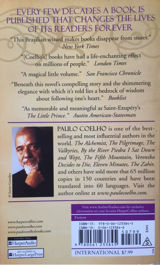 The Alchemist - Paulo Coelho (Harper Torch - Paperback) book collectible [Barcode 9780061233845] - Main Image 2