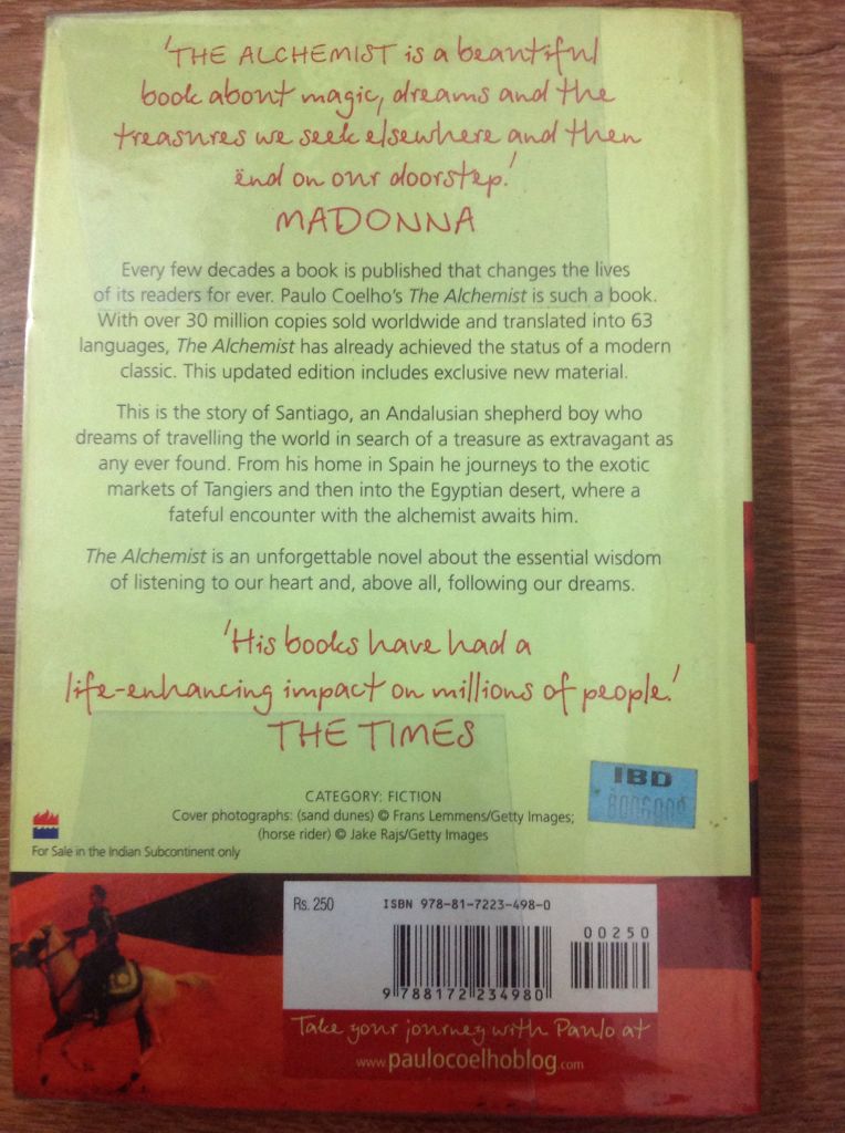 The Alchemist - Paulo Coelho (Harper Collins - Paperback) book collectible [Barcode 9788172234980] - Main Image 2