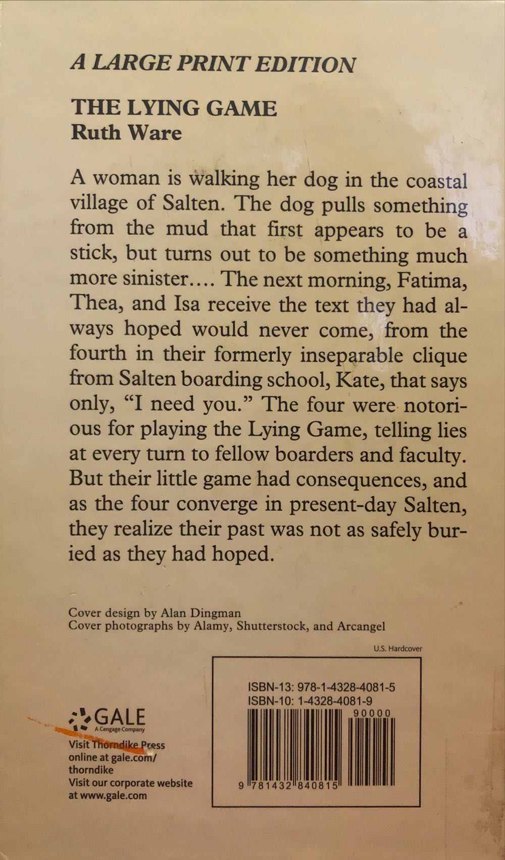 The Lying Game - Ruth Ware book collectible [Barcode 9781432840815] - Main Image 2