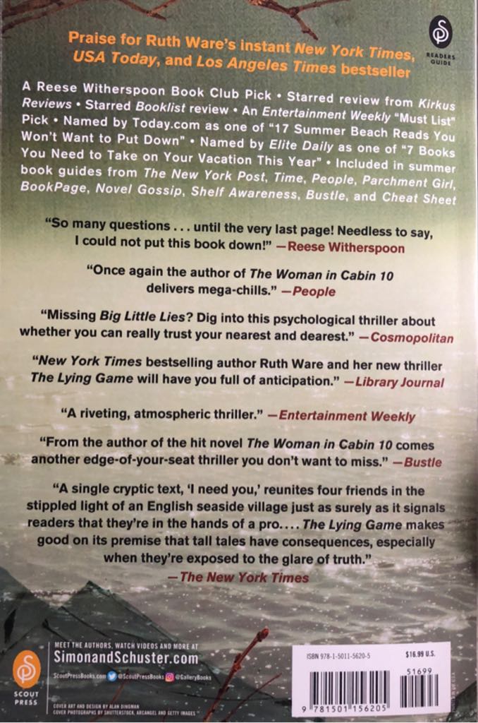 The Lying Game - Ruth Ware (Scout Press - Paperback) book collectible [Barcode 9781501156205] - Main Image 2