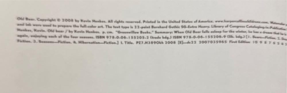 Old Bear - Kevin Henkes (Greenwillow Books - Hardcover) book collectible [Barcode 9780061552052] - Main Image 3