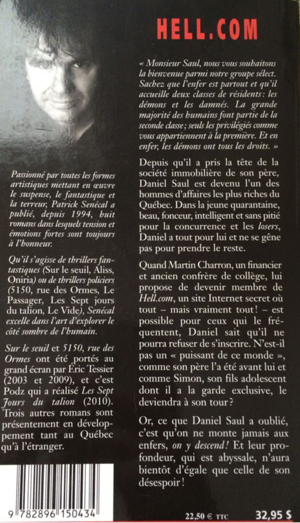 Hell.com - Patrick Sénécal (Les Éditions Alire - Paperback) book collectible [Barcode 9782896150434] - Main Image 2