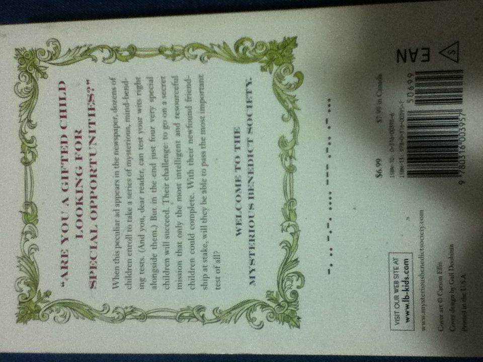 The Mysterious Benedict Society - Trenton Lee Stewart (Little Brown and Company - Paperback) book collectible [Barcode 9780316003957] - Main Image 2