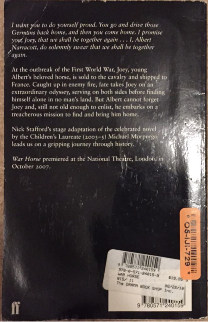 War Horse - Nick Stafford (Faber & Faber - Hardcover) book collectible [Barcode 9780571240159] - Main Image 2
