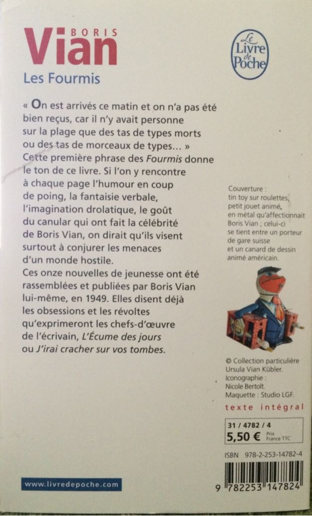 Les Fourmis - Boris Vian (Pauvert - Paperback) book collectible [Barcode 9782253147824] - Main Image 2