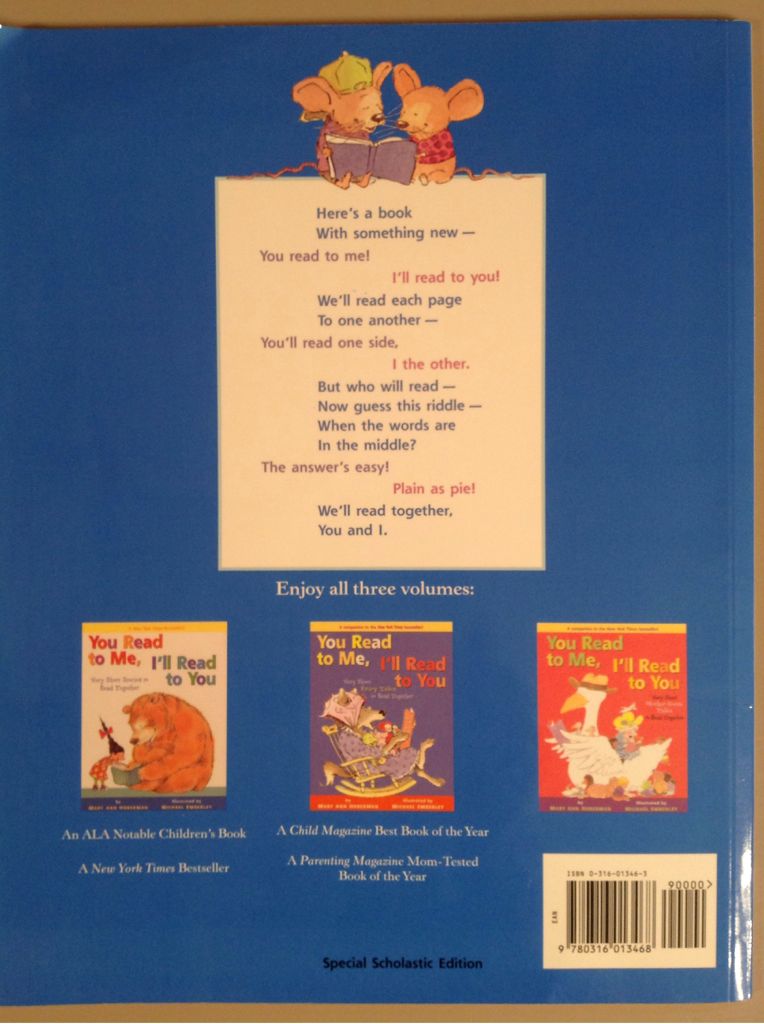 You Read to Me, I’ll Read to You - Mary Ann Hoberman (Little Brown and Company - Paperback) book collectible [Barcode 9780316013468] - Main Image 2