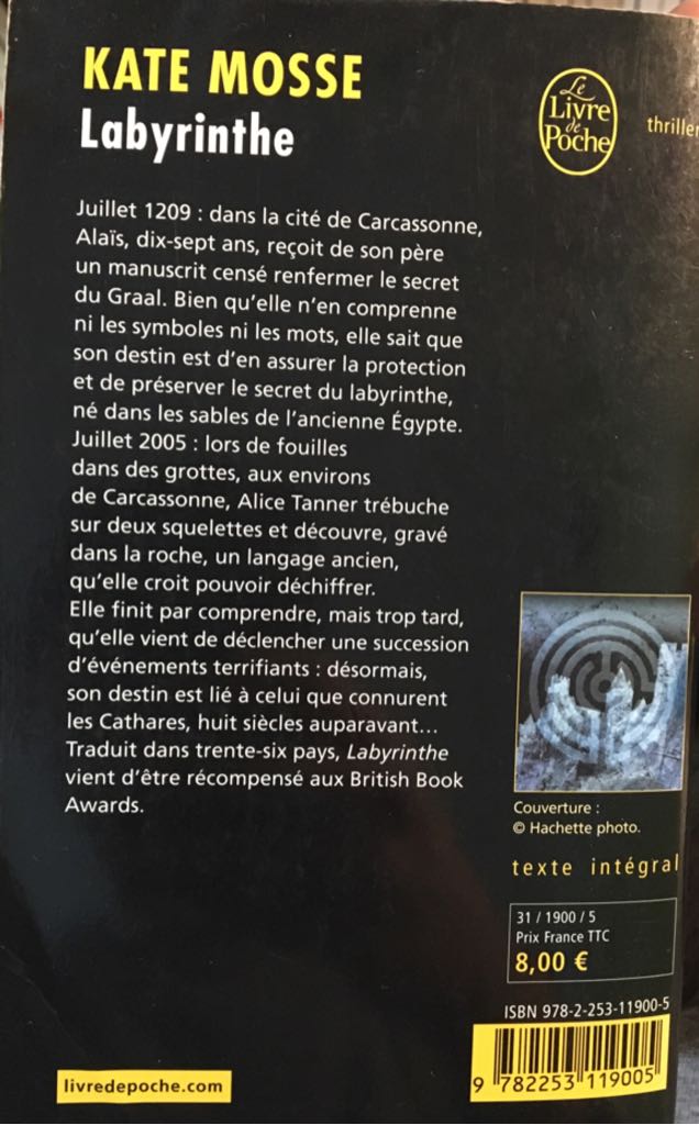 Labyrinthe PAS LU - Mosse Kate (Le Livre de poche - Paperback) book collectible [Barcode 9782253119005] - Main Image 2