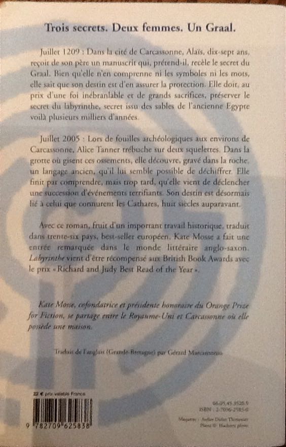 Labyrinthe - Kate Mosse (Jean-Claude Lattès) book collectible [Barcode 9782709625838] - Main Image 2