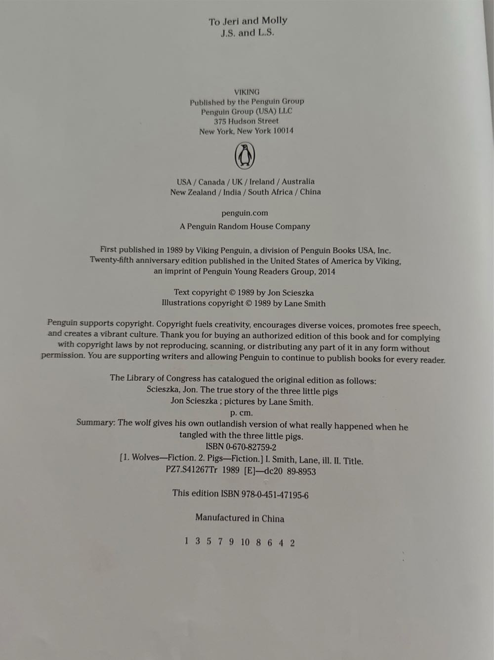 The True Story Of The 3 Little Pigs - Jon Scieszka (Viking Juvenile - Hardcover) book collectible [Barcode 9780451471956] - Main Image 3