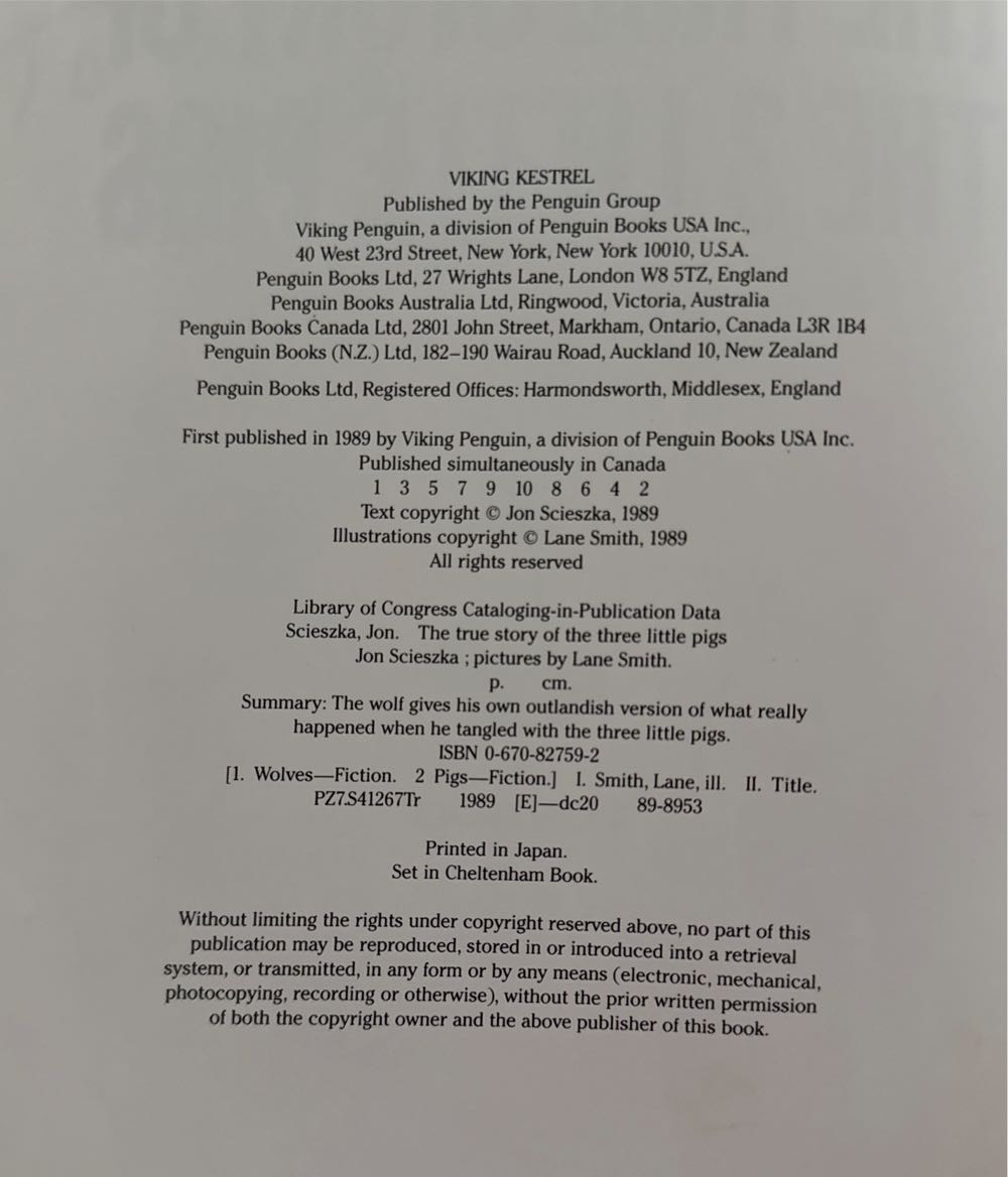 The True Story Of The 3 Little Pigs - Jon Scieszka (Viking Childrens Books - Hardcover) book collectible [Barcode 9780670827596] - Main Image 3