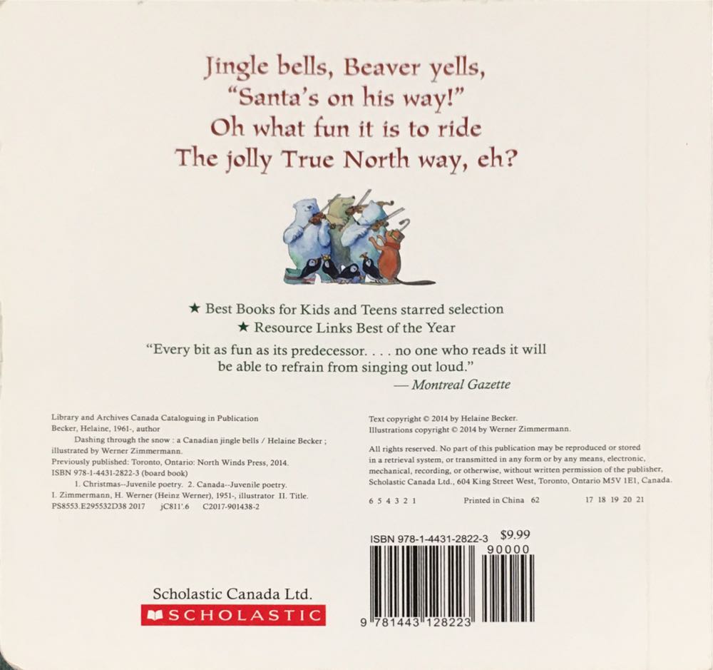 C: Dashing Through The Snow - Helaine Becker (Scholastic Canada Ltd. - Board Book) book collectible [Barcode 9781443128223] - Main Image 2