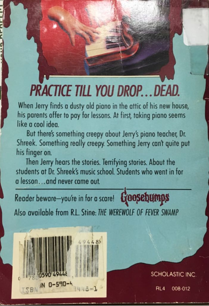 Goosebumps: Piano Lessons Can Be Murder - R.L. Stine (Hippo Bks - Paperback) book collectible [Barcode 9780590556880] - Main Image 2