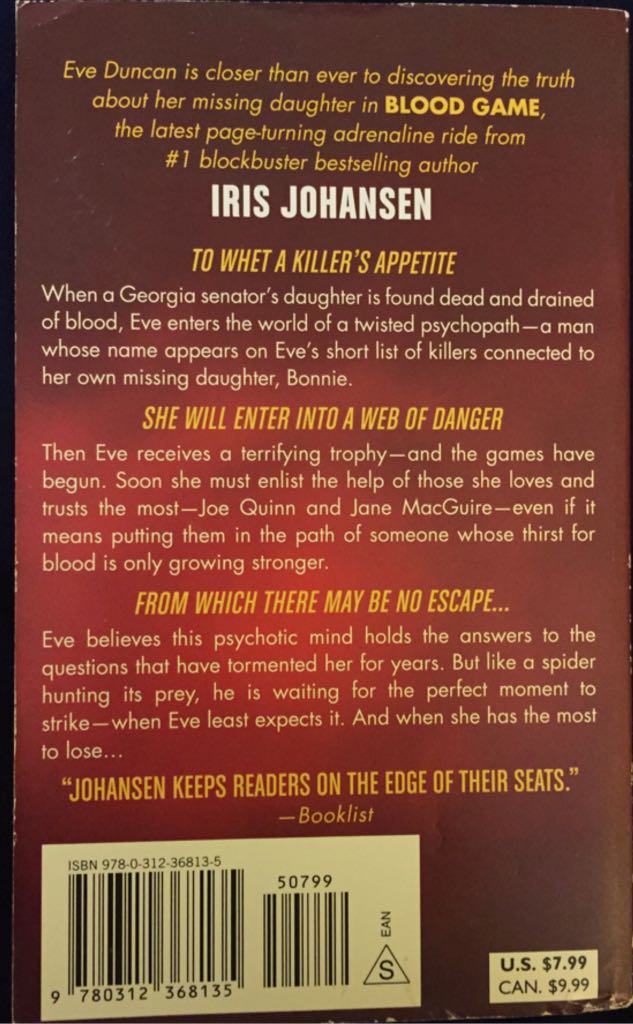 Blood Game - Iris Johansen (St Martins Paperbacks - Paperback) book collectible [Barcode 9780312368135] - Main Image 2