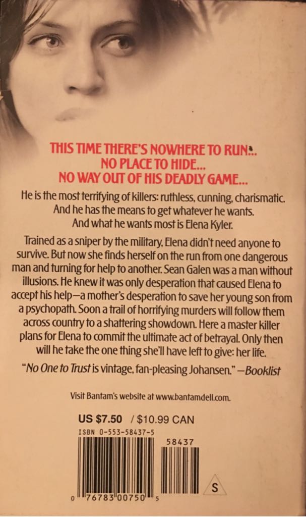 No One to Trust - Iris Johansen (Bantam - Paperback) book collectible [Barcode 9780553584370] - Main Image 2