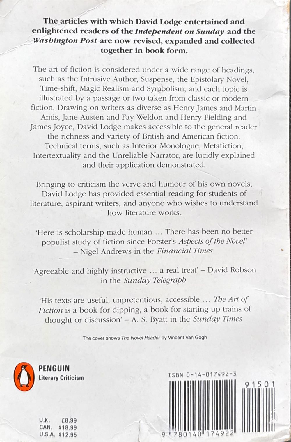 Art of Fiction, The - David Lodge (Penguin - Paperback) book collectible [Barcode 9780140174922] - Main Image 2