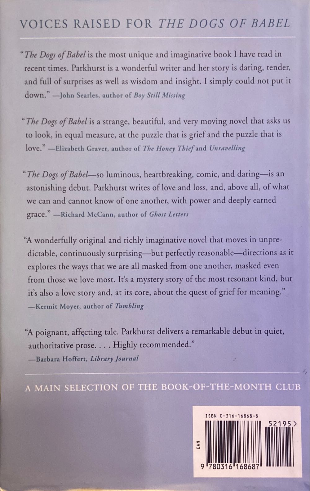 The Dogs Of Babel - Carolyn Parkhurst (Little Brown - Hardcover) book collectible [Barcode 9780316168687] - Main Image 2