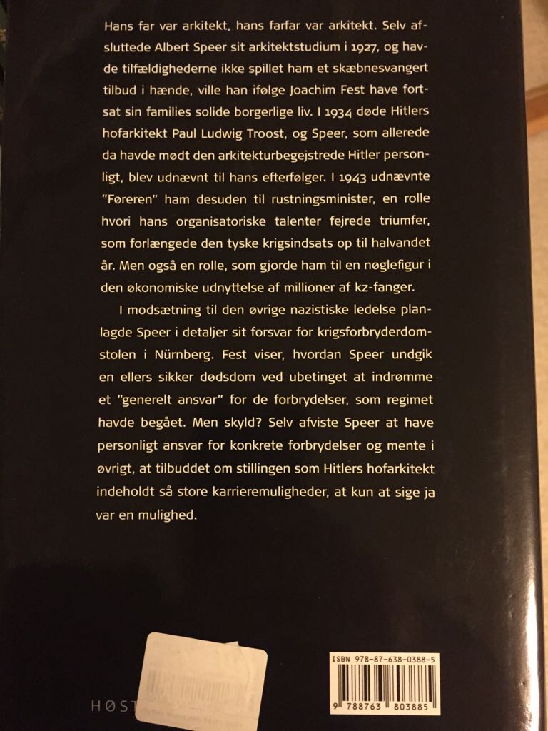 Speer - Joachim Fest book collectible [Barcode 9788763803885] - Main Image 2