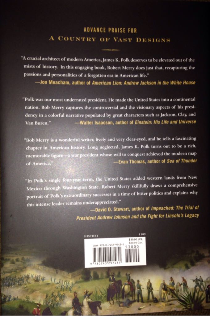 A Country Of Vast Designs - Robert W. Merry (Simon and Schuster - Hardcover) book collectible [Barcode 9780743297431] - Main Image 2