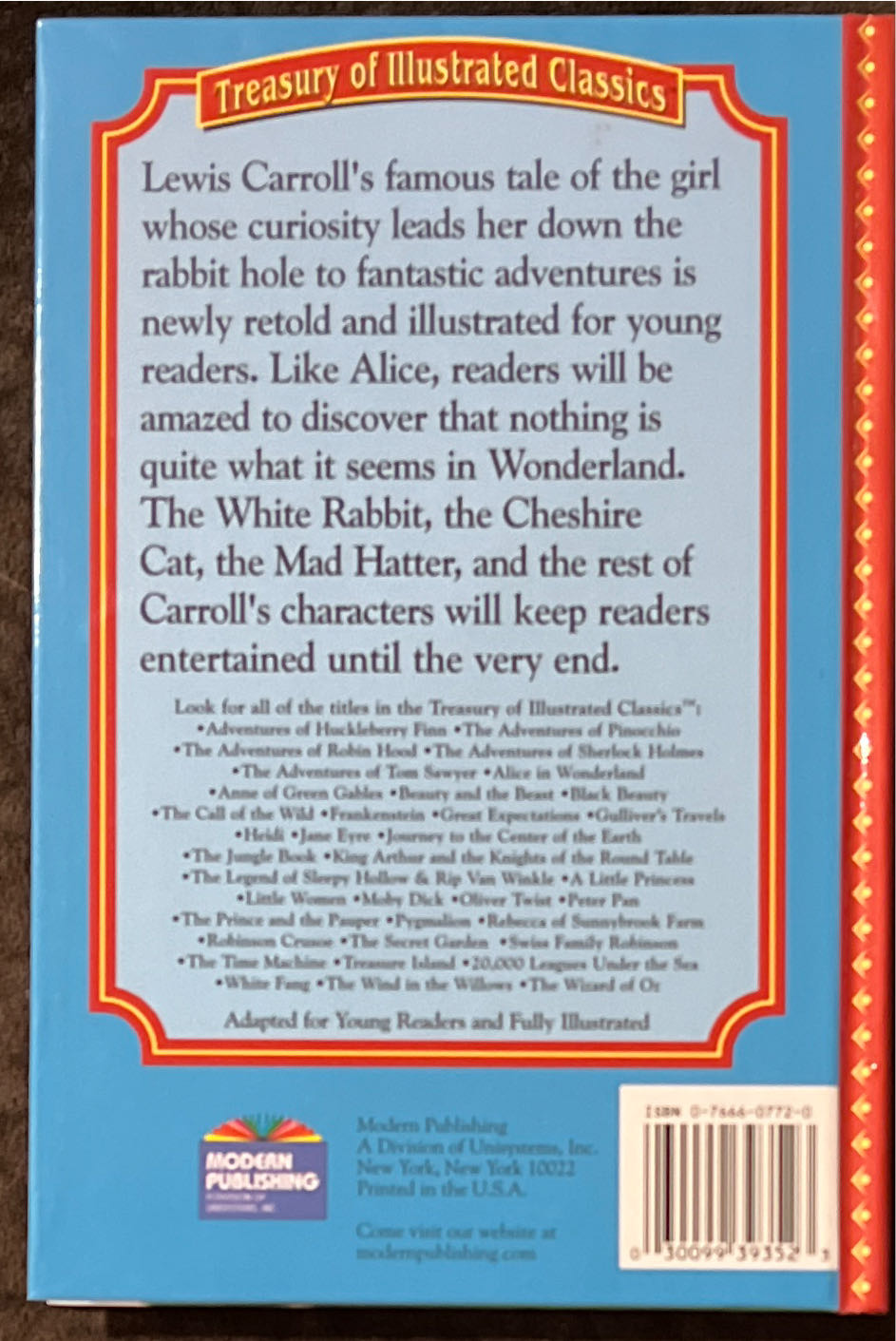 Alice in Wonderland (Abridged) - Lewis Carroll (Modern Publishing - Hardcover) book collectible [Barcode 9780766607729] - Main Image 2