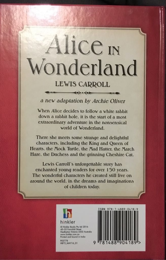 Alice in Wonderland - Lewis Carroll (Hinkler Books (AU)) book collectible [Barcode 9781488904189] - Main Image 2
