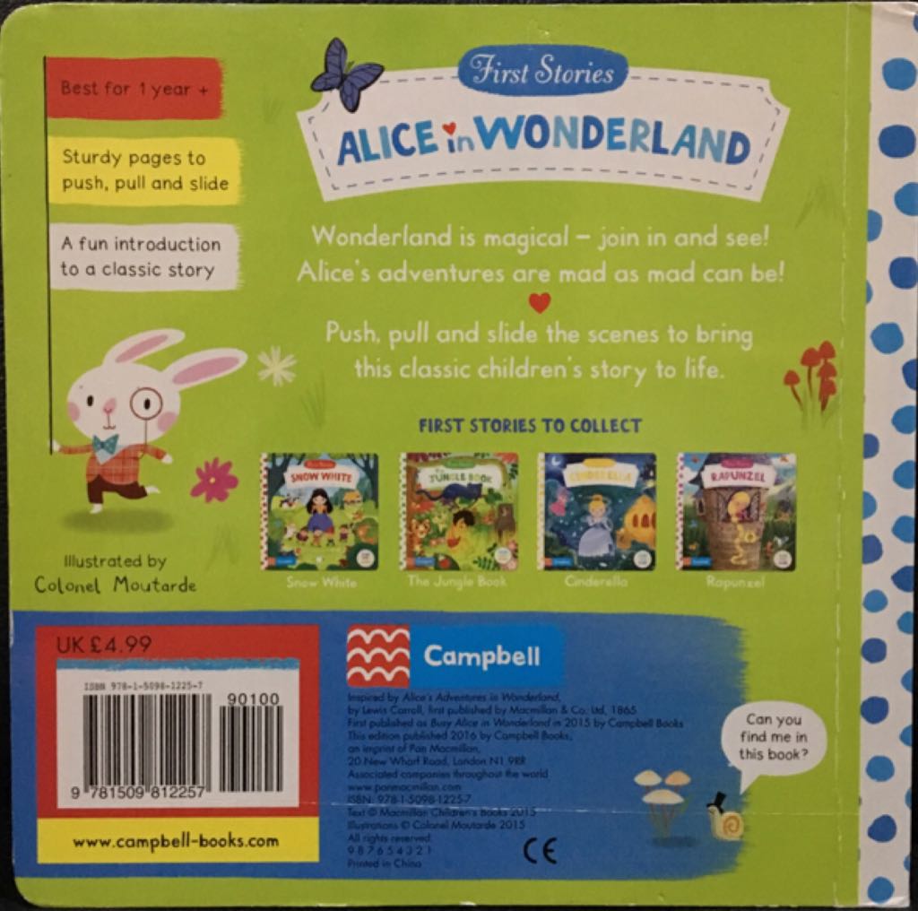 First Stories Alice In Wonderland - Colonel Moutarde (Campbell Books - Hardcover) book collectible [Barcode 9781509812257] - Main Image 2