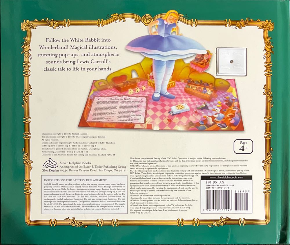 Alice in Wonderland (A Classic Story Pop-Up Book with Sounds) - Lewis Carroll (Silver Dolphin Books) book collectible [Barcode 9781607101246] - Main Image 2