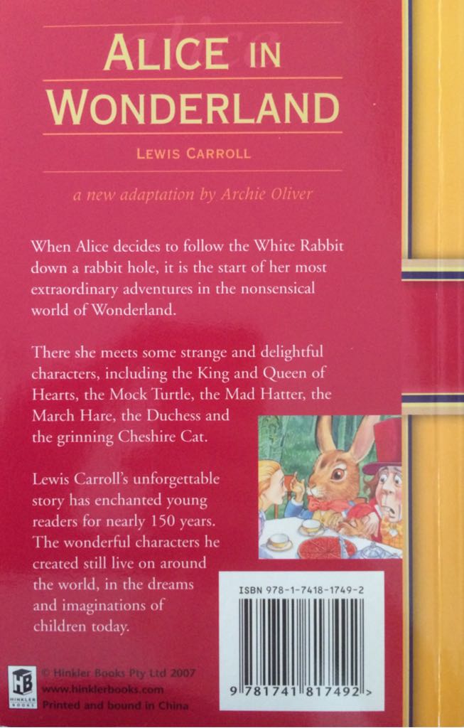 Alice in Wonderland - NA (Hinkler Books Pty Ltd) book collectible [Barcode 9781741817492] - Main Image 2