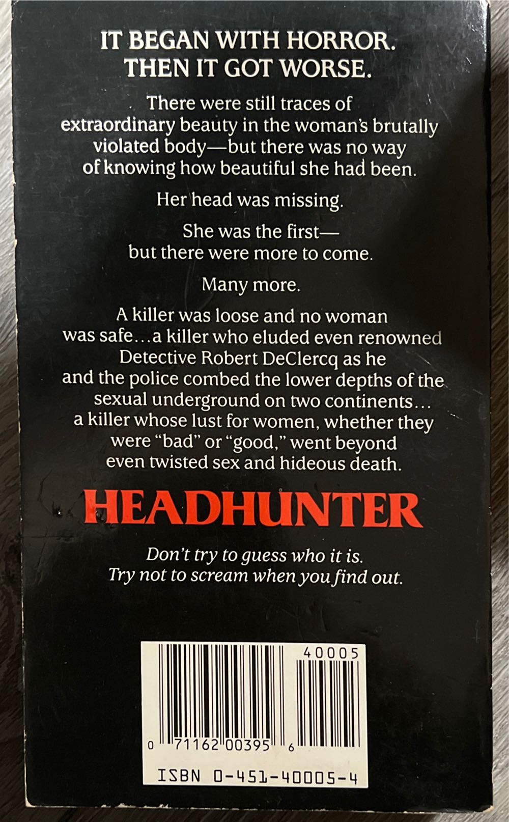 Headhunter - Michael Slade (- Paperback) book collectible [Barcode 9780451400055] - Main Image 2
