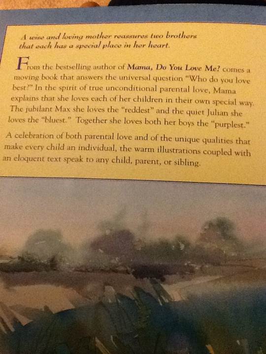 I Love You the Purplest - Barbara M. Joosse (Chronicle Books - Hardcover) book collectible [Barcode 9780811807180] - Main Image 2