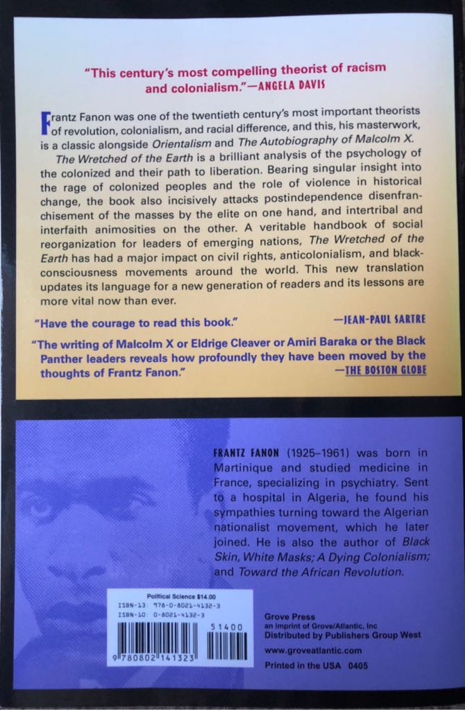 Wretched of the Earth - Frantz Fanon (Grove - Paperback) book collectible [Barcode 9780802141323] - Main Image 2