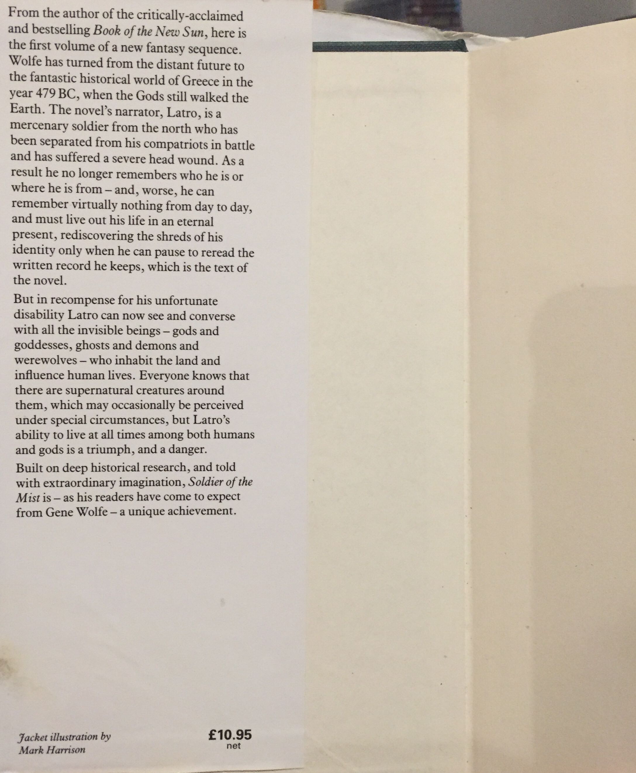 Soldier Of The Mist - Gene Wolfe (Gollancz Science Fiction - Hardcover) book collectible [Barcode 9780575039285] - Main Image 3