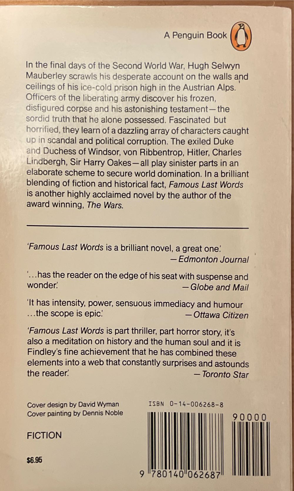 Famous Last Words - Timothy Findley (Penguin Books, 1988 - Paperback) book collectible [Barcode 9780140062687] - Main Image 2
