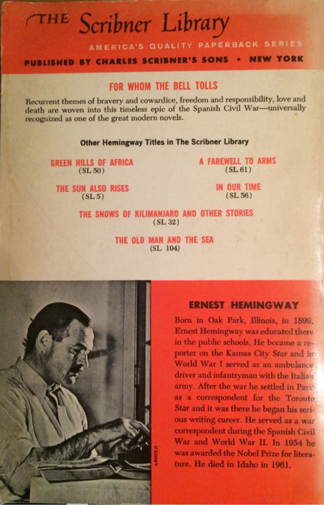 For Whom the Bell Tolls - Ernest Hemingway (Scribner - Paperback) book collectible [Barcode 0684803356] - Main Image 2