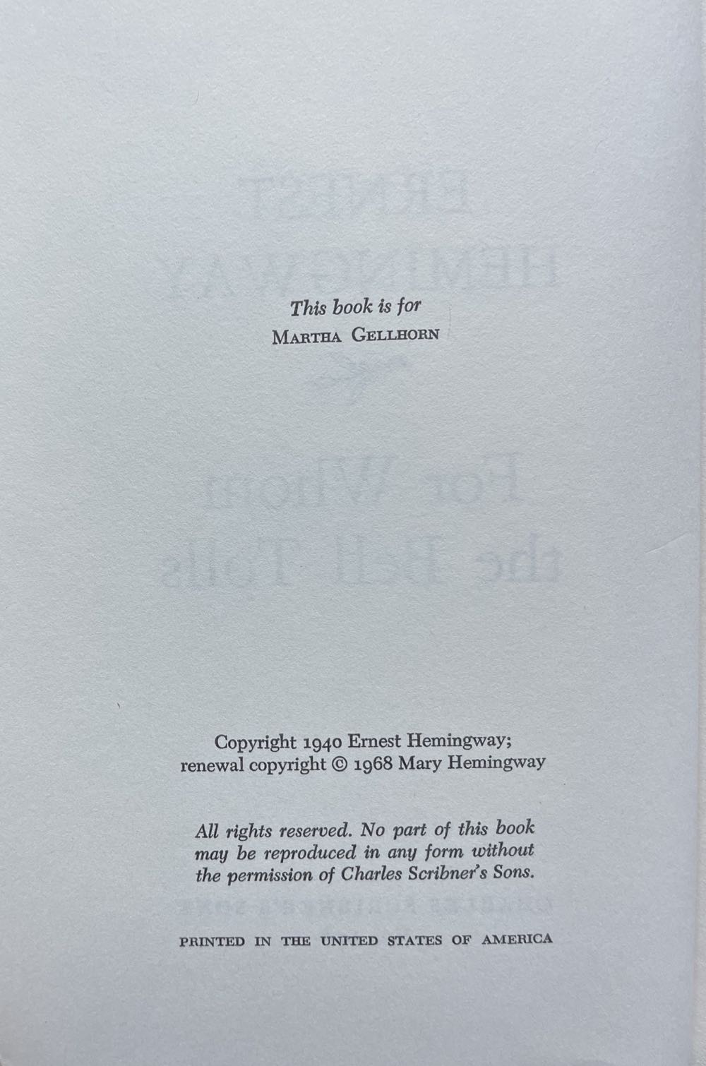 For Whom The Bell Tolls - Ernest Hemingway (Charles Scribner’s Sons - Hardcover) book collectible - Main Image 4